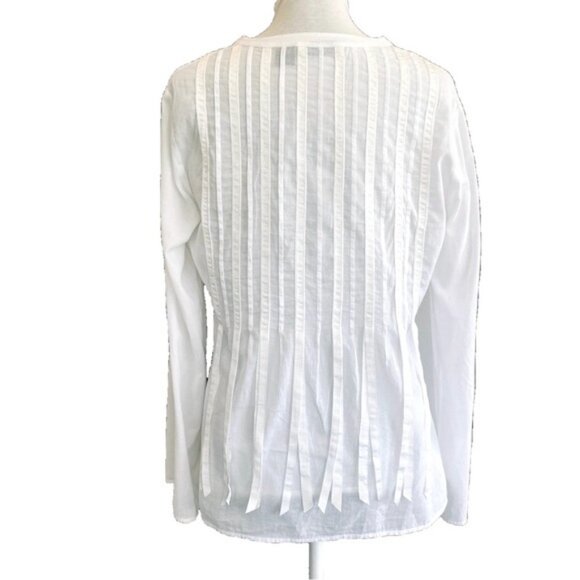 Chelsea and Theodore ribbon detail light cotton blouse w flared sleeves. Size 6 - Picture 5 of 10